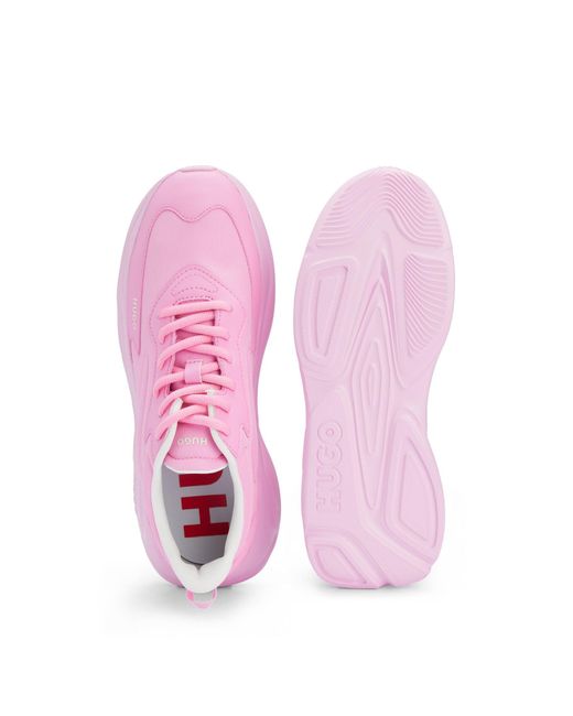 HUGO Pink Mixed-material Trainers With Contrast Logos