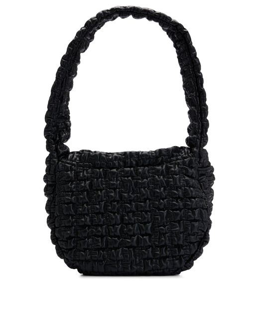 HUGO Black Shoulder Bag In Quilted-effect Faux Leather