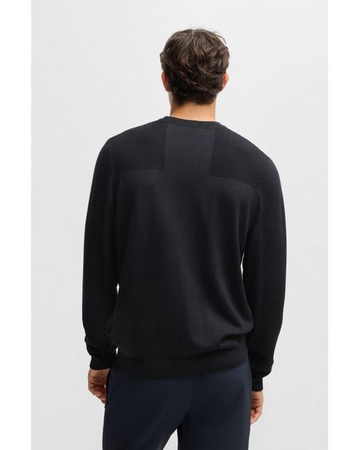 Boss Trui Met Ronde Hals En Merkaccent Van Vochtregulerend, Flexibel Materiaal in het Blue voor heren