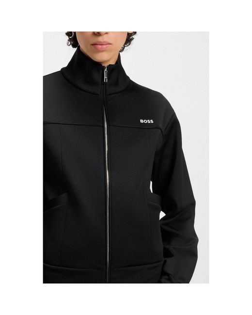 Boss Black Zip-Up Sweatshirt With Contrast Logo