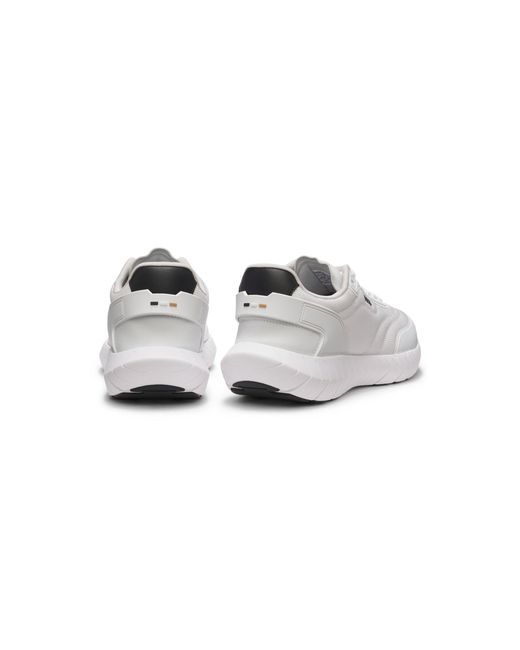 Boss White Running Trainers With Leather Trims for men