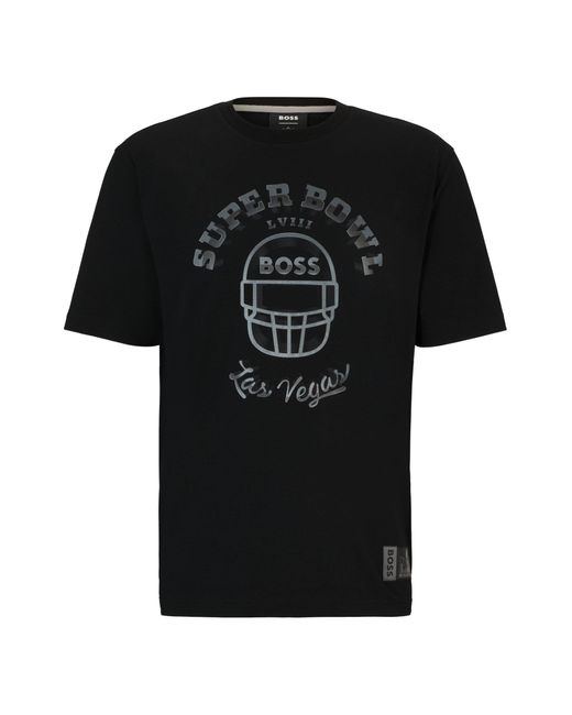 Boss Black X Nfl Stretch-cotton T-shirt With Printed Artwork for men