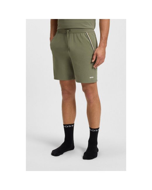 Boss Green Stretch-Cotton Pyjama Shorts With Tape Trims for men