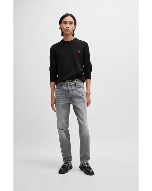 HUGO Tapered-Fit Jeans aus grauem Denim mit mittlerer Bundhöhe in Gray für Herren