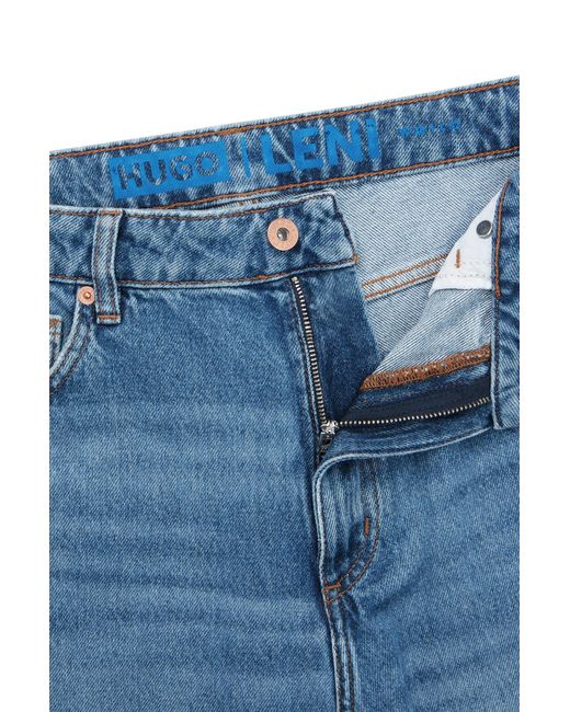 HUGO Relaxed-fit Jeans In Medium-blue Cotton Denim