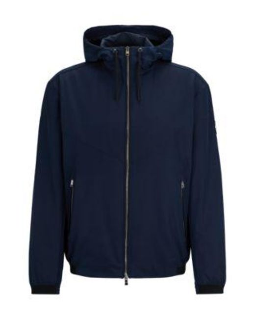 Veste Déperlante Regular Fit À Capuche Boss pour homme en coloris Blue