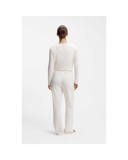 Boss White Drawstring Pyjama Bottoms
