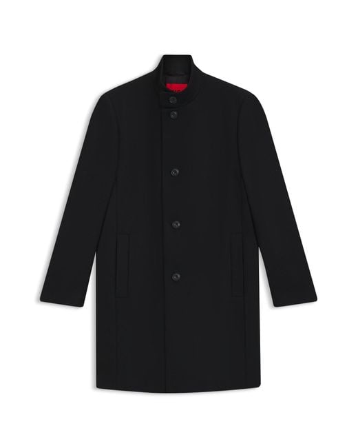 HUGO Regular-Fit Mantel Aus Woll-Mix in Black für Herren