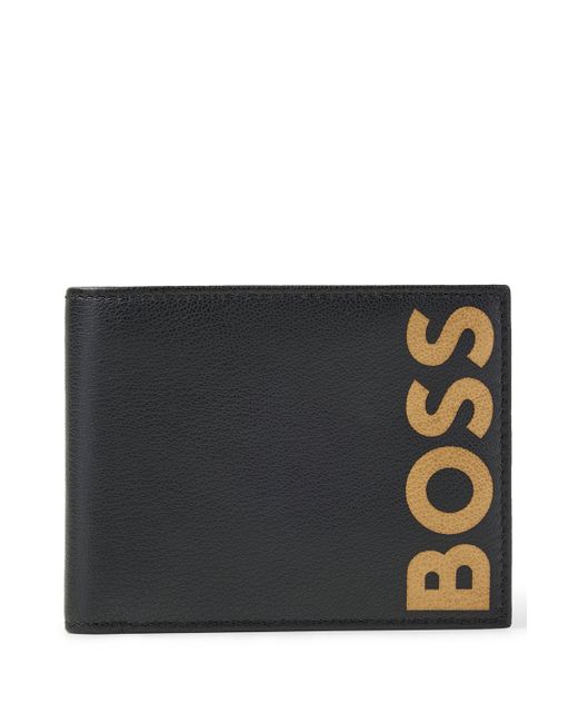 BOSS by HUGO BOSS Leather Billfold Wallet With Contrast Logo Black Men