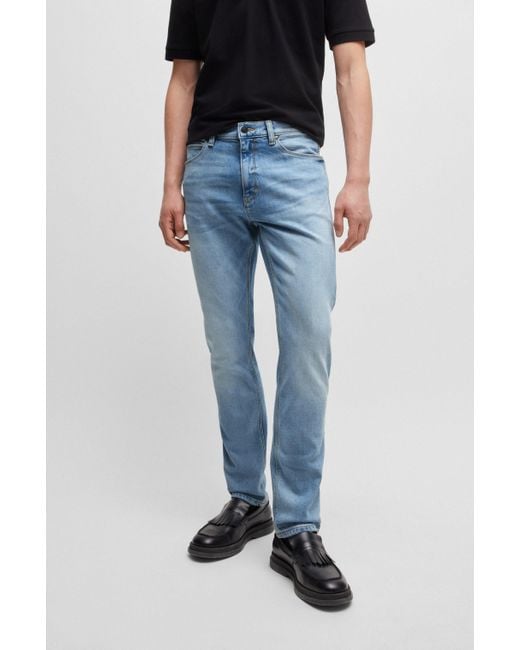 HUGO Slim-Fit Jeans aus hellblauem Stretch-Denim in Blue für Herren