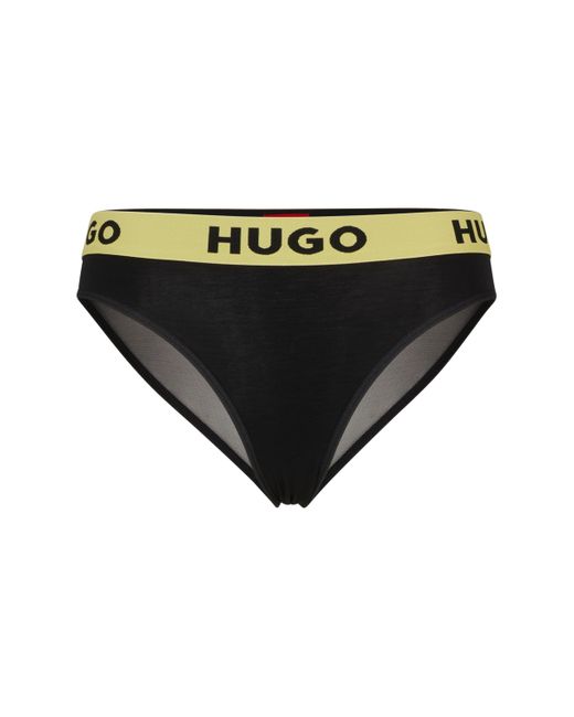 HUGO Black Stretch-modal Briefs With Logo Waistband