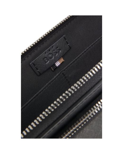 Boss Black Crossbody Bag With Foil-Print Logo for men
