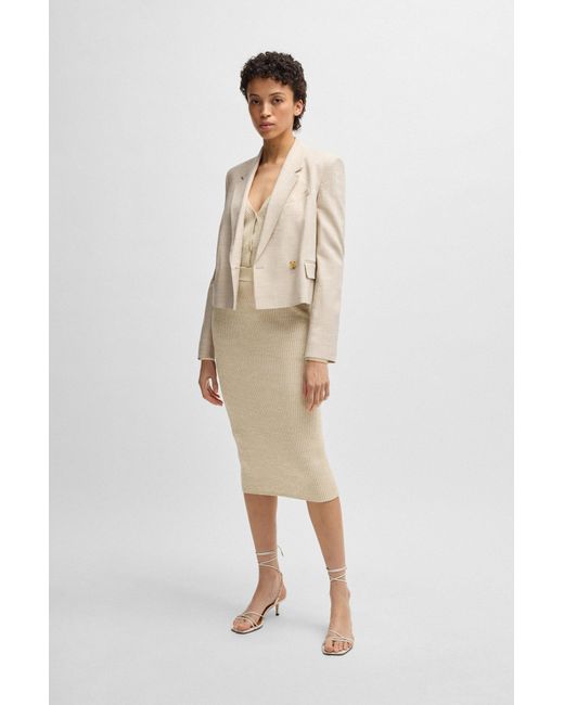 Boss Natural Lange Strickjacke Mit Mouliné-Rippstruktur