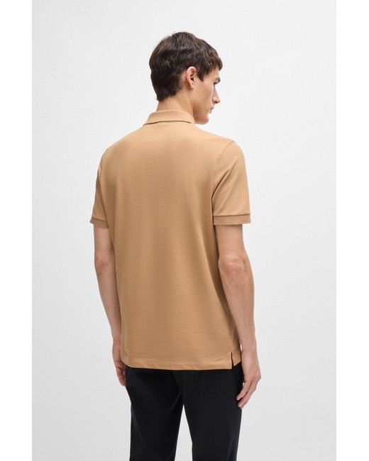Boss Brown Regular-fit Polo Shirt In Cotton With Embroidered Logo for men