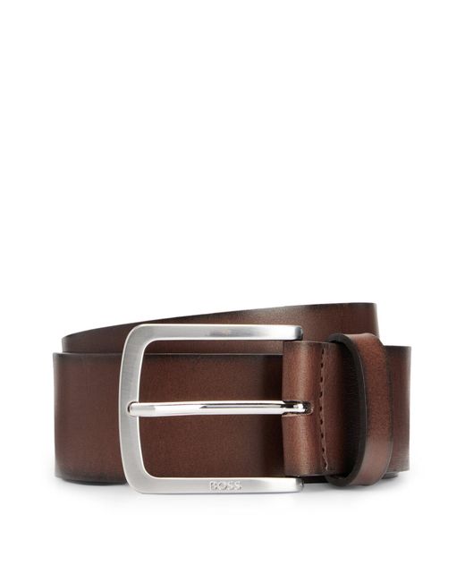 Boss Riem Van Italiaans Leer Met Logogravure Op Gesp in het Brown voor heren
