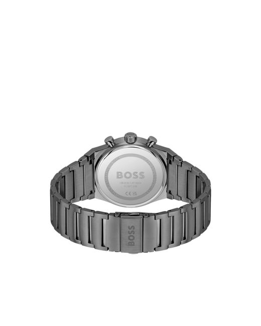 Boss Gray Plated Chronograph Watch With Dial for men