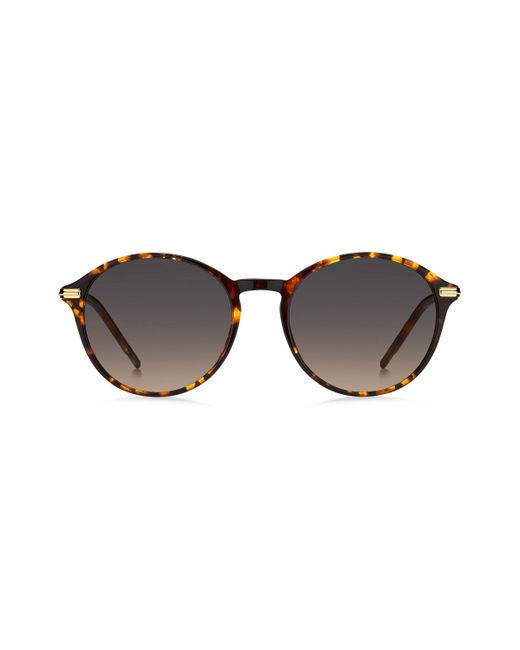 Boss Brown Runde Sonnenbrille aus Acetat mit Havanna-Muster und goldfarbenen Bügeln