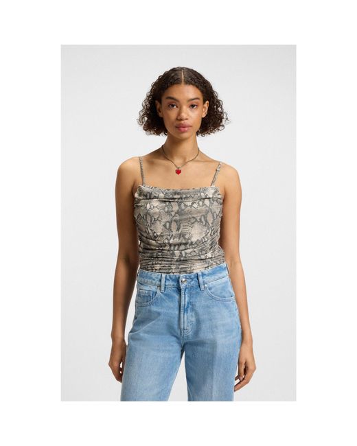 HUGO Metallic Mesh Top With Built-In Corset
