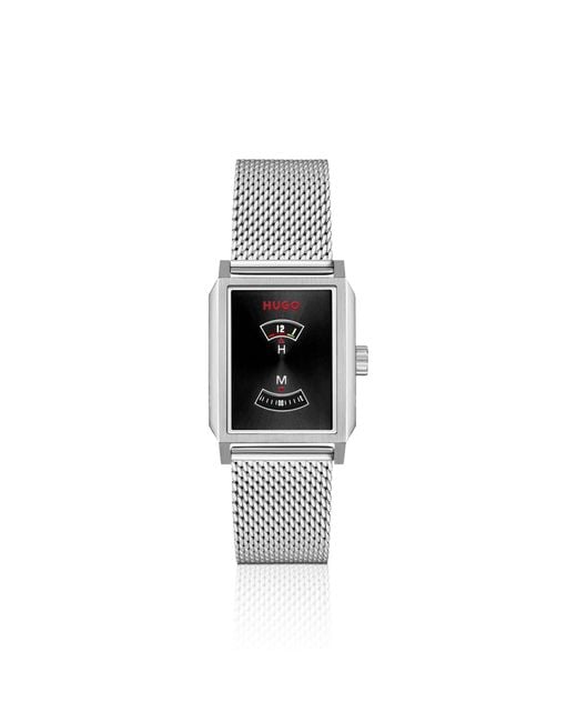 HUGO Black #Steeze Undercover Stainless-Steel Watch With Jump-Hour Dial for men