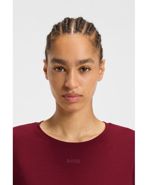Boss Red Pyjama-Shirt Aus Stretch-Baumwolle Mit Logo-Print