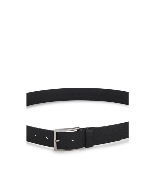 HUGO Black Grained Leather Belt for men