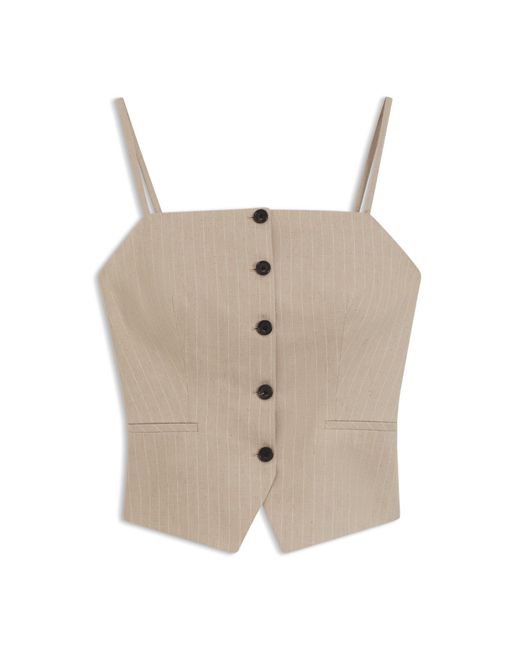 HUGO Natural Waistcoat-Style Slim-Fit Top With Sparkling Pinstripe