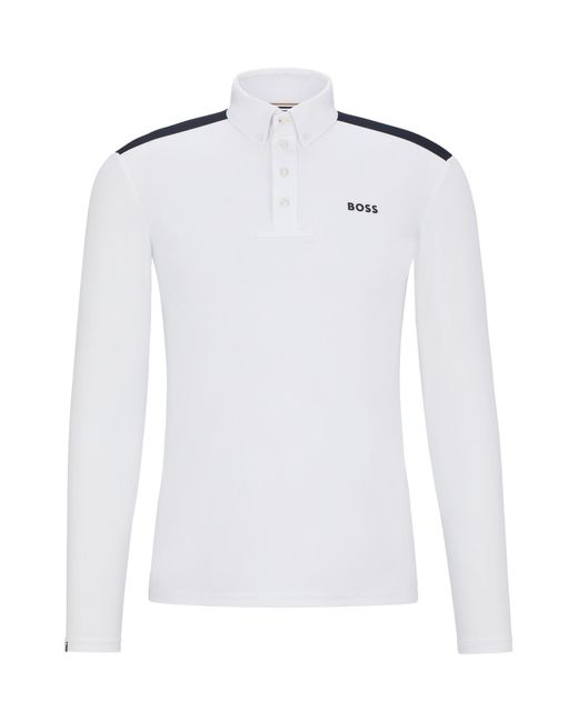 Boss White Equestrian Show Shirt With Shoulder Inserts And Logo for men