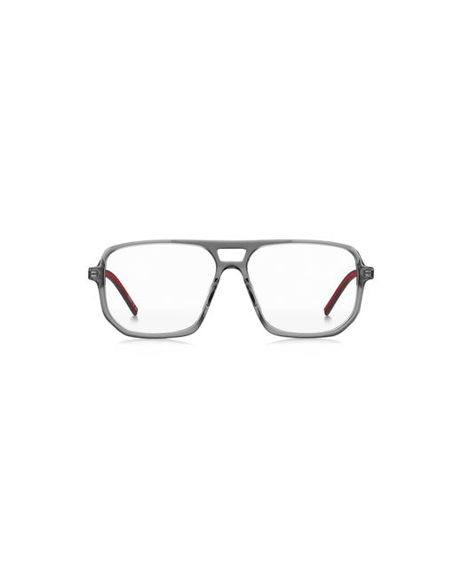 HUGO Gray Acetate Optical Frames With Cut-Out Logo for men