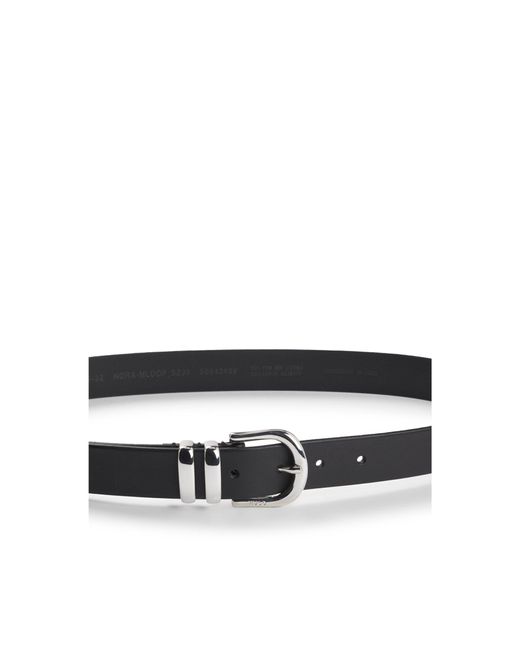 HUGO Black Italian-Leather Belt With Double Keeper