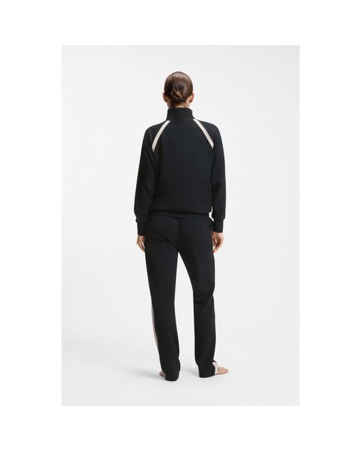 Boss Blue Tapered-Fit Tracksuit Bottoms With Contrast Inserts