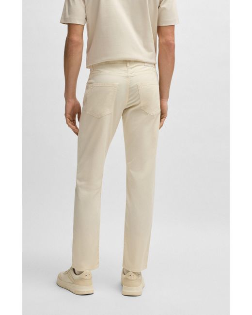 Pantalon Regular Maine en twill de coton stretch Boss pour homme en coloris Natural