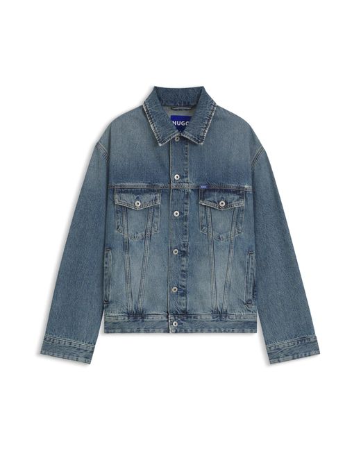 HUGO Loose-Fit Jack Van Stonewashed Denim in het Blue voor heren