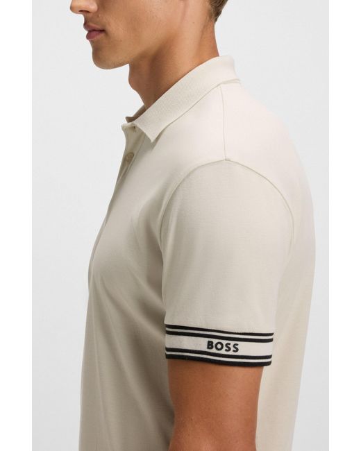 Boss Natural Light Beige Men's Polo Shirts Size Xxl for men