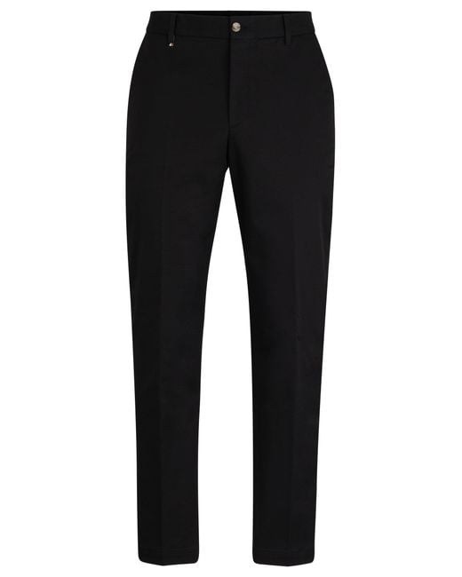 Boss Black Relaxed-fit Button-up Trousers In Stretch Cotton for men