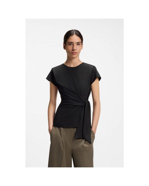 Boss Black Fitted T-Shirt With Waist Knot Detail