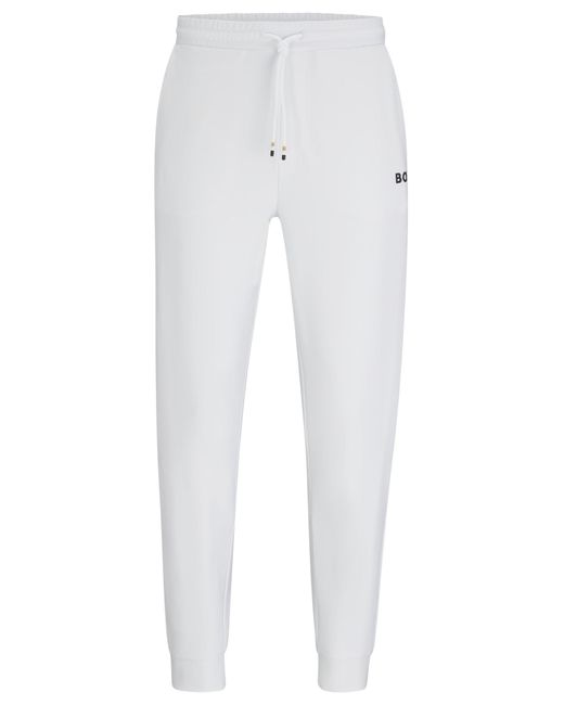 BOSS by Hugo Boss White X Matteo Berrettini Tracksuit Bottoms With Contrast Tape And Branding for men