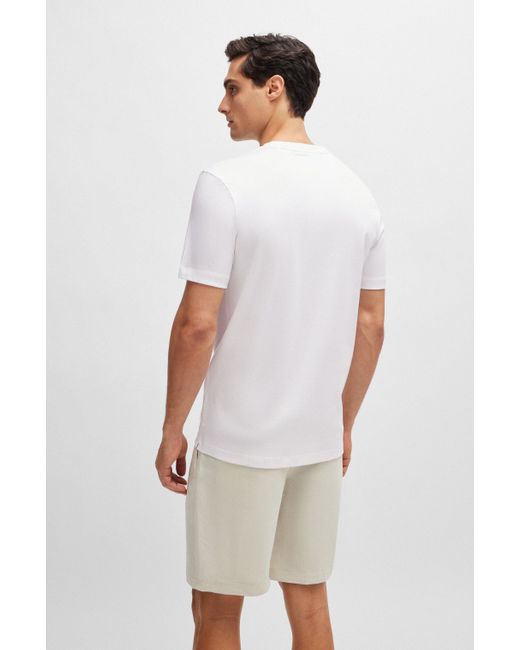 Boss White Regular-fit Crew-neck T-shirt In Mercerized Cotton for men