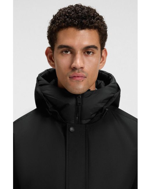 Boss Waterafstotende Jas Met Contrasterende Inzet in het Black voor heren
