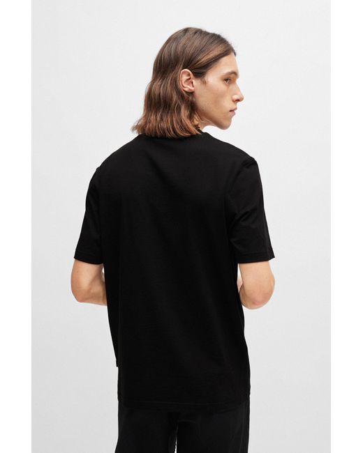 Boss Black Cotton-jersey T-shirt With Seasonal Print for men