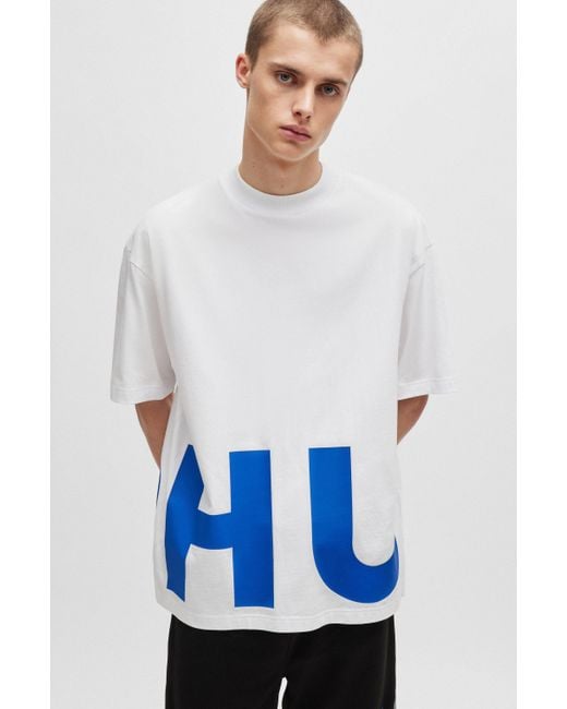 HUGO T-shirt Van Katoenen Jersey Met Doorlopend Logo in het White voor heren