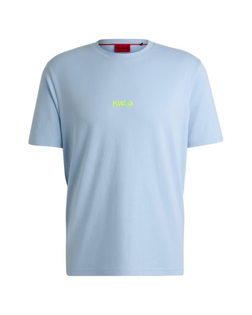 T-shirt Relaxed Fit en jersey de coton à double logo HUGO pour homme en coloris Blue