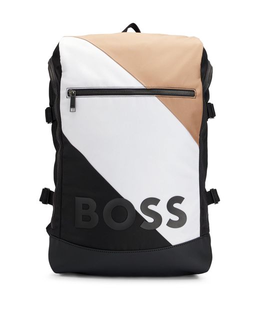 BOSS by HUGO BOSS Recycledmaterial Backpack With Signature Stripe And