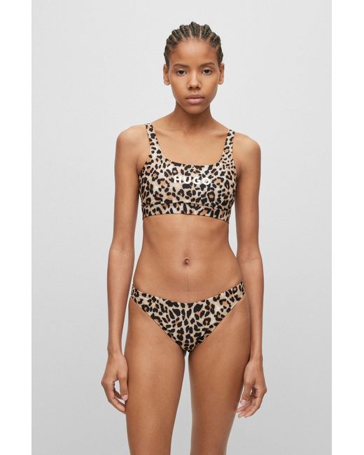 BOSS by HUGO BOSS Super-stretch Bikini Top With Leopard Print And Logo in  Black | Lyst Canada