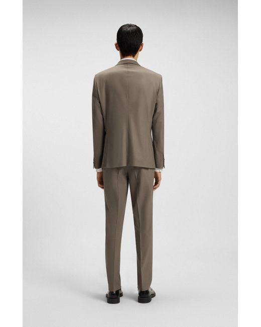 HUGO Zweiteiliger Slim-Fit Popeline-Anzug Aus Woll-Mix in Brown für Herren