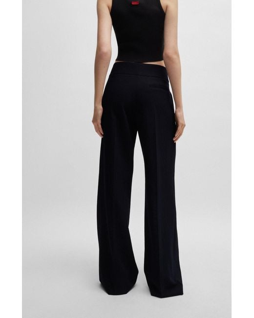 HUGO Blue Regular-fit Pleated Trousers With Extra-long Length