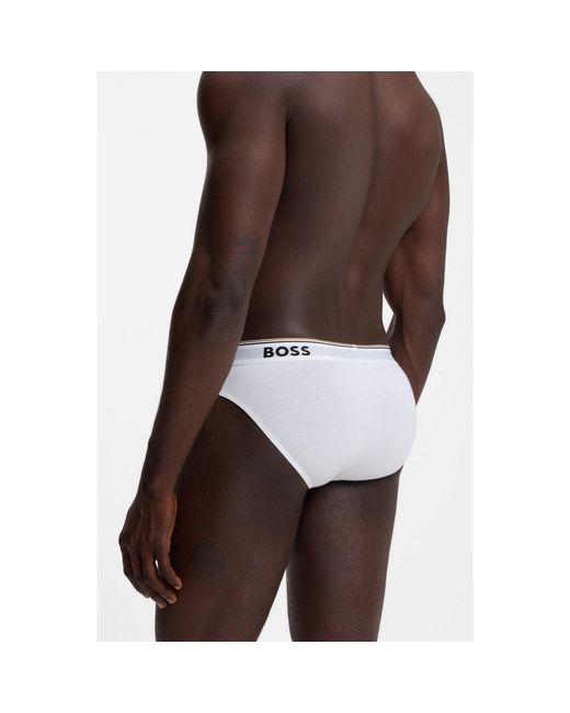 Boss Blue Three-Pack Of Logo-Waistband Briefs for men