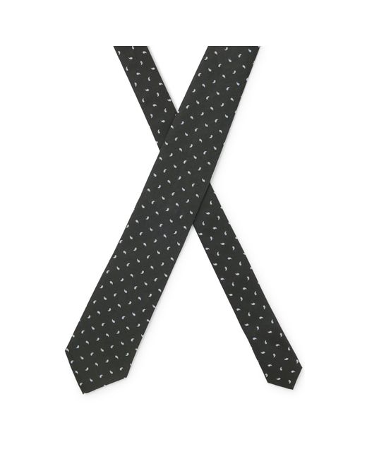 Boss Black Silk Tie With Micro Paisley Pattern for men
