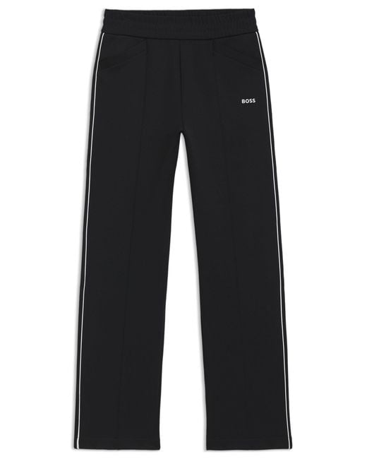 Boss Trainingsbroek Met Rechte Pijp, Contrast-Logo En Biezen in het Blue