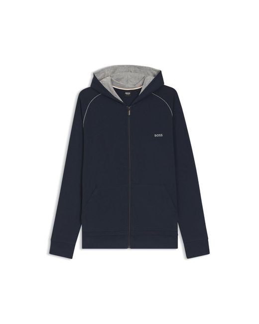 Boss Blue Zip-Up Hoodie for men