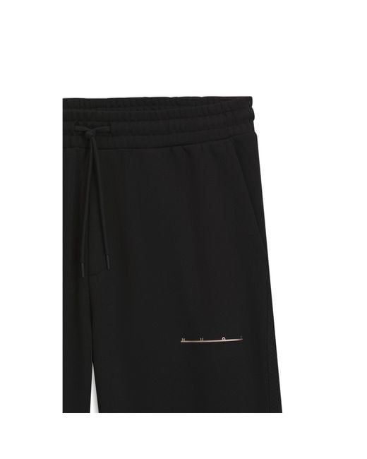HUGO Black Relaxed-Fit Cotton Trousers With Streetwear Logo for men